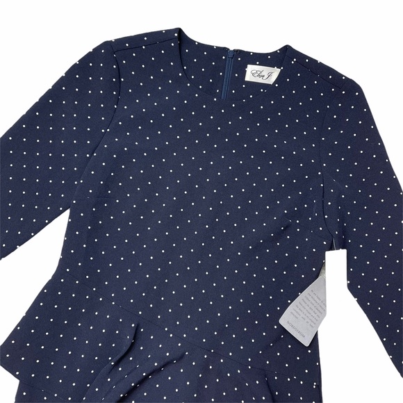 Eliza J Navy Blue Dotted Quarter Sleeve Mini Dress